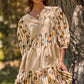 PLUS Flocked Floral Striped Baby Doll Dress