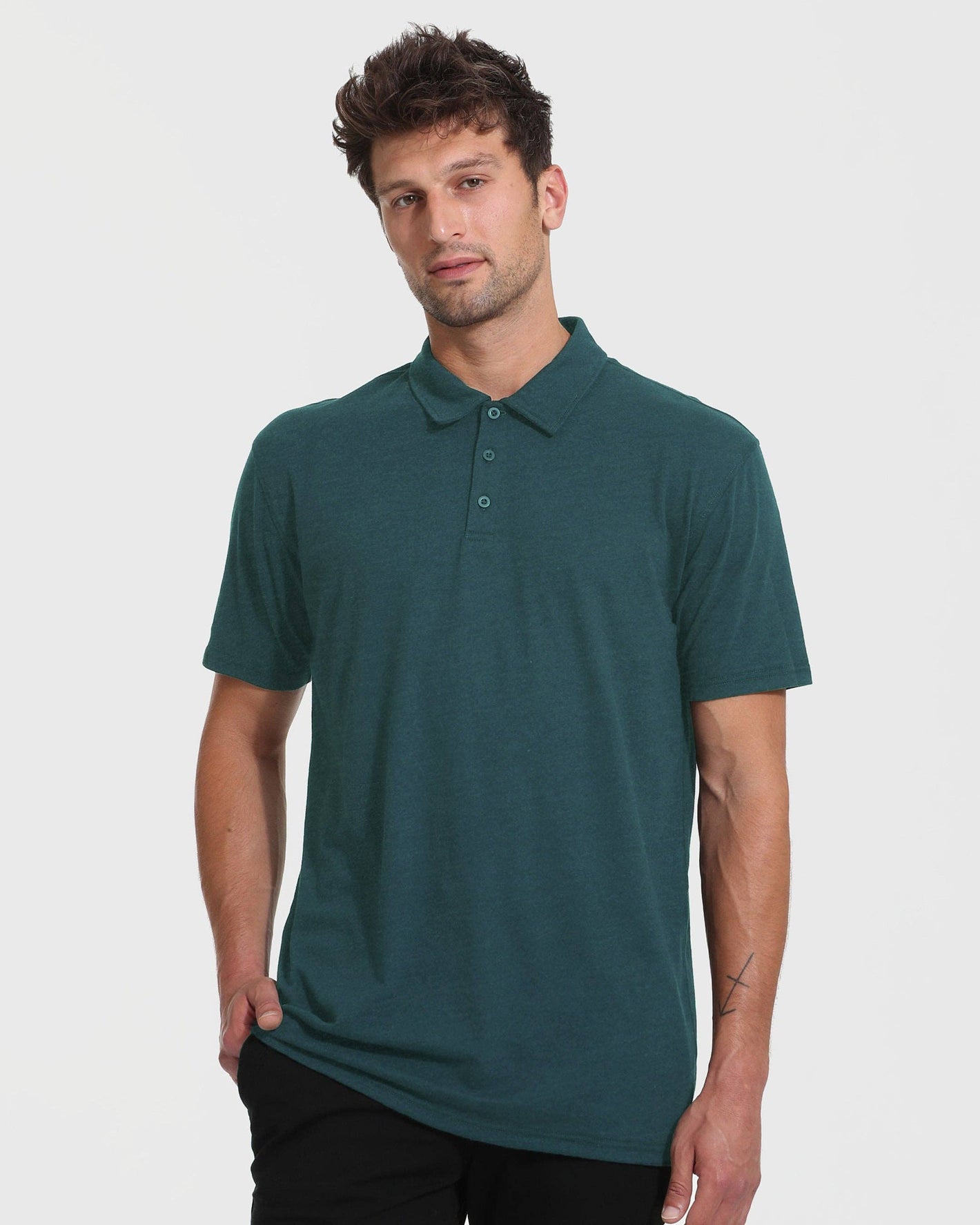 Short Sleeve Shirt | Polo | Tall | Heather Seafarer