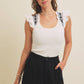 SALE Embroidered Flutter Sleeve Top