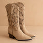 The Zinnia | Khaki Laser Cut Western Boot