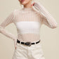 Semi Sheer Textured Lace Long-Sleeve Layering Top