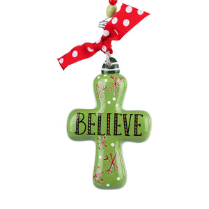 Believe Snowflake Cross Christmas Ornament