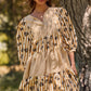 PLUS Flocked Floral Striped Baby Doll Dress