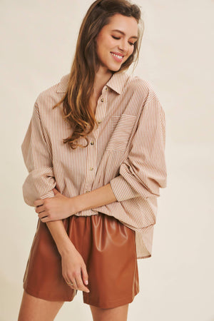 Caramel Candies Oversized Button Top