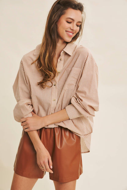 Caramel Candies Oversized Button Top