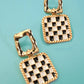 DOUBLE SQUARE CHEKER DROP EARRINGS