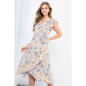 Flower Print Wrap Dress