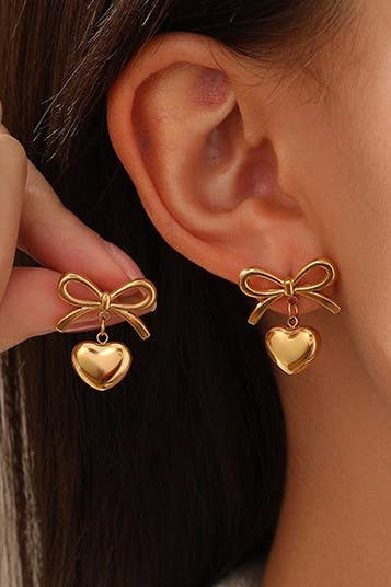 Bow & Heart Dangle Earring