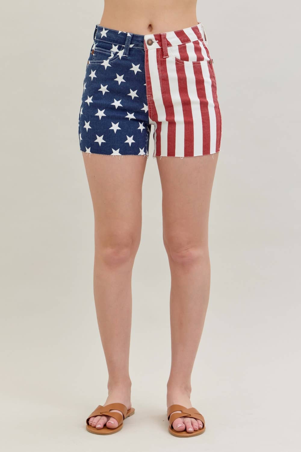 Judy Blue HW Americana Flag Fray Hem Shorts
