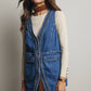 Braided Trim Denim Vest