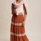 Fall for Me Tiered Lace-Trim Maxi Skirt
