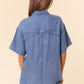 Oversized Denim Button Down Top