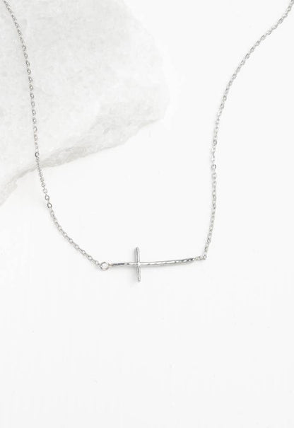 Radiant Cross Necklace in Silver