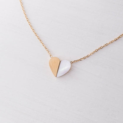 Give Hope Necklace- 14K Gold Plated Mother of Pearl Heart Pendant Necklace