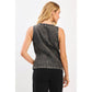 Boat Neck Fitted Denim Vest
