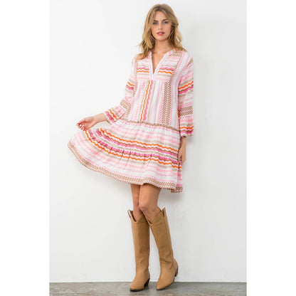 Sara Tiered Pattern Dress