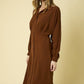 SALE Long Sleeve Collared Button Down Midi Dress