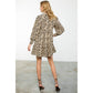 Long Sleeve Tiered Print Dress