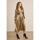 SALE SHINY NIGHTTIME METALLIC PLUNGE NECK MIDI DRESS