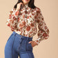 SALE Neck Tie Floral Blouse