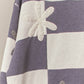 Checkerboard Flower Knit Turtleneck Sweater