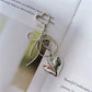 Silver Heart and Bow Bag Charm