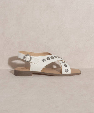 The Kylie White | Studded Cross Band Sandal