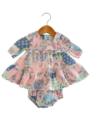 Smocked Ruffle Tiered Dress & Bloomer, Patchwork