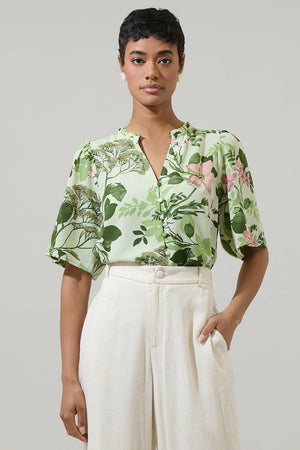 SALE Zane Floral Bryn Button Blouse