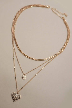 Layered Checkered Heart Charm Necklace