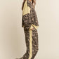 Leopard Print Solid Stripe Wide Leg Bottoms