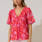 Aria Floral Jodie Pleated Puff Sleeve Top