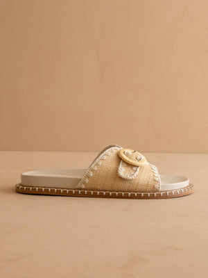 The Sunnie | Natural Raffia Buckle Slide