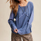 Lace-Up Thermal Waffle Top