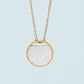 Iris Mother-of-Pearl Necklace-  Circular Pendant Gold Plated Chain Necklace