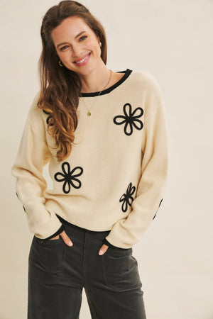 Floral Appliqué Sweater