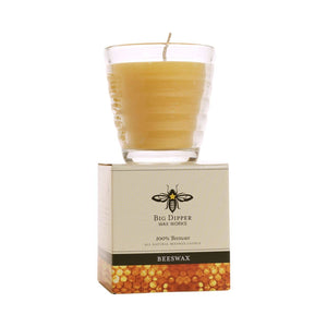Beehive Glass Candle – 100% Pure Beeswax – 24+ Hour Burn
