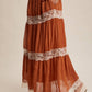 Fall for Me Tiered Lace-Trim Maxi Skirt