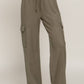 Waistband Drawstring Side Pocket Knit Corduroy Long Pants