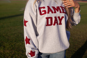 Red full glitter game day sweatshirt