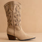 The Zinnia | Khaki Laser Cut Western Boot