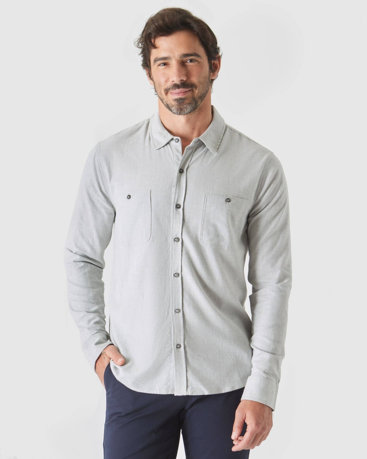 Long Sleeve Shirt | Lightweight Flannel | Heather Gray