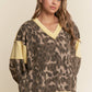 Leopard Print Patchwork Sweater Top