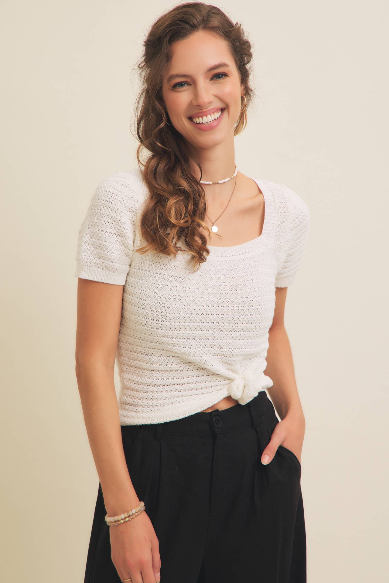 Square Neck Knit Top