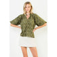 Puff Sleeve Corduroy Flower Top