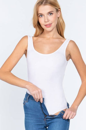 Sleeveless Double Scoop Neck Cotton Spandex