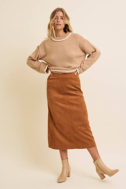 SALE Super Soft Suede Midi Skirt