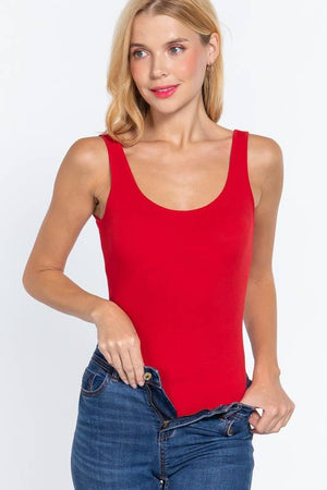 Sleeveless Double Scoop Neck Cotton Spandex