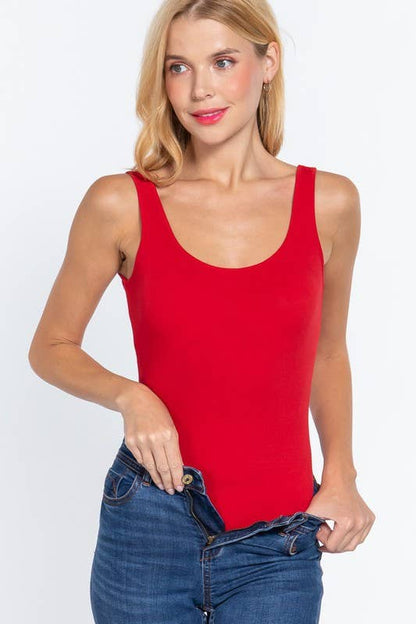 Sleeveless Double Scoop Neck Cotton Spandex