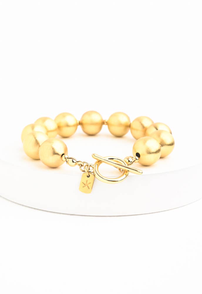 En Vogue Ball Bracelet in Gold- 18K Gold Plated Stacking Bracelet